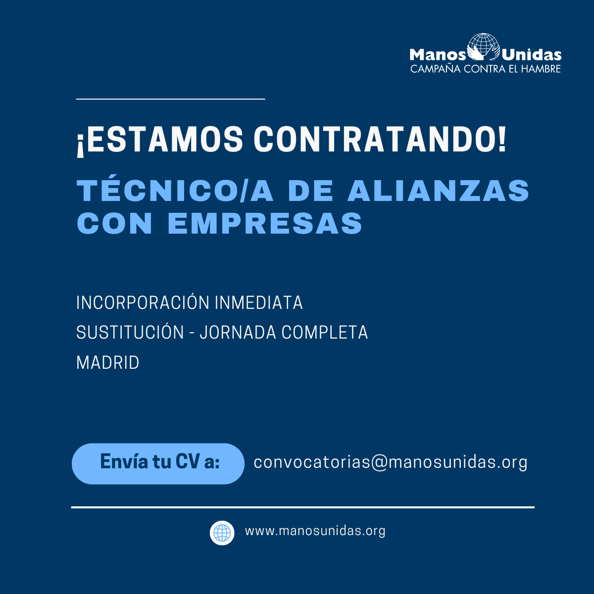 Oferta de empleo Manos Unidas