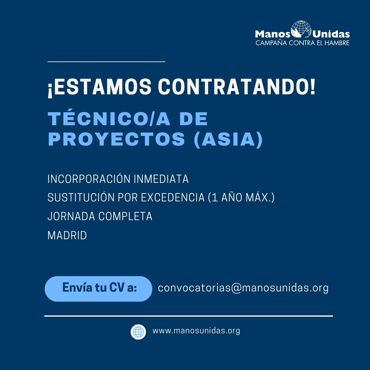 Oferta de empleo Manos Unidas
