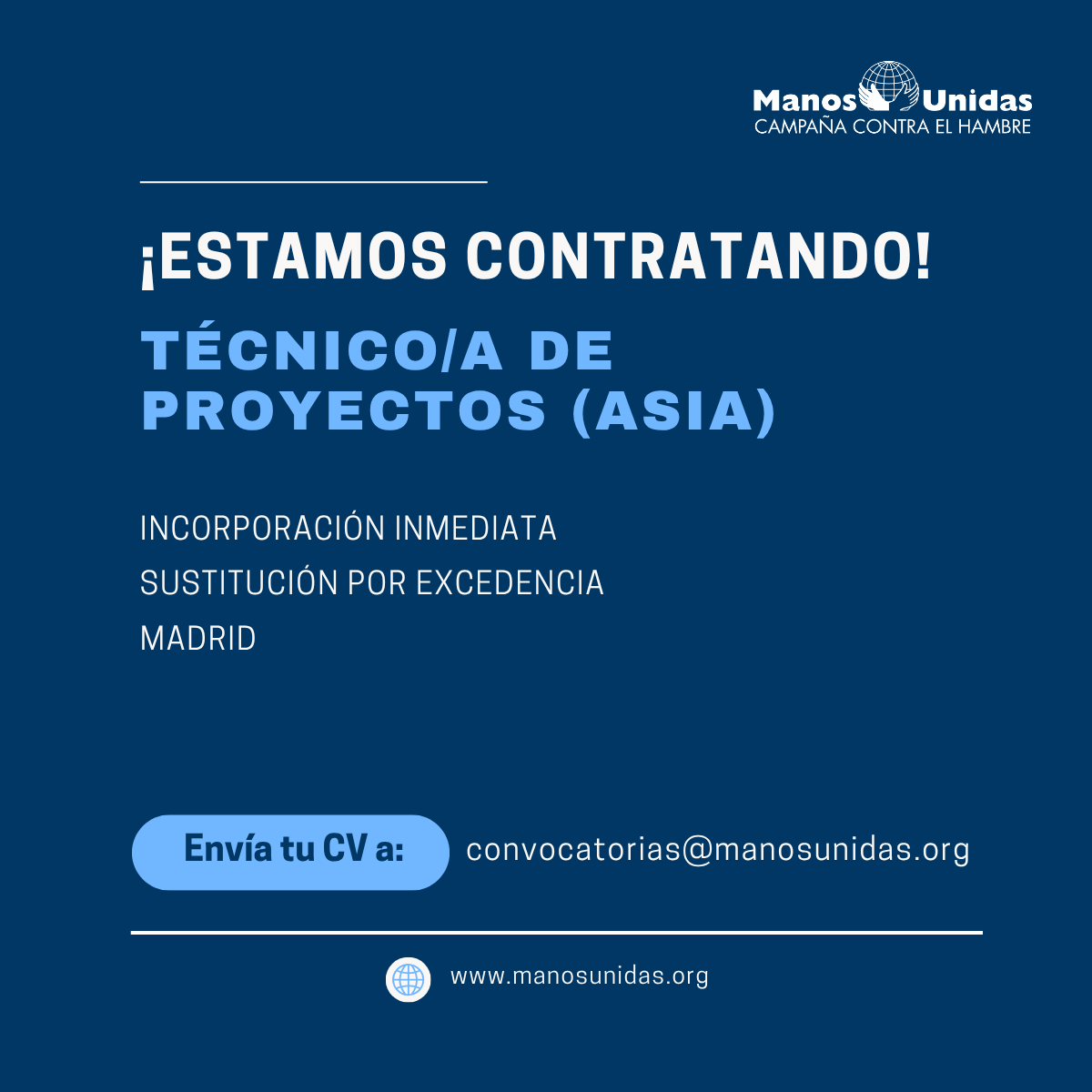 Ofertas de empleo. Técnico/a proyectos Asia