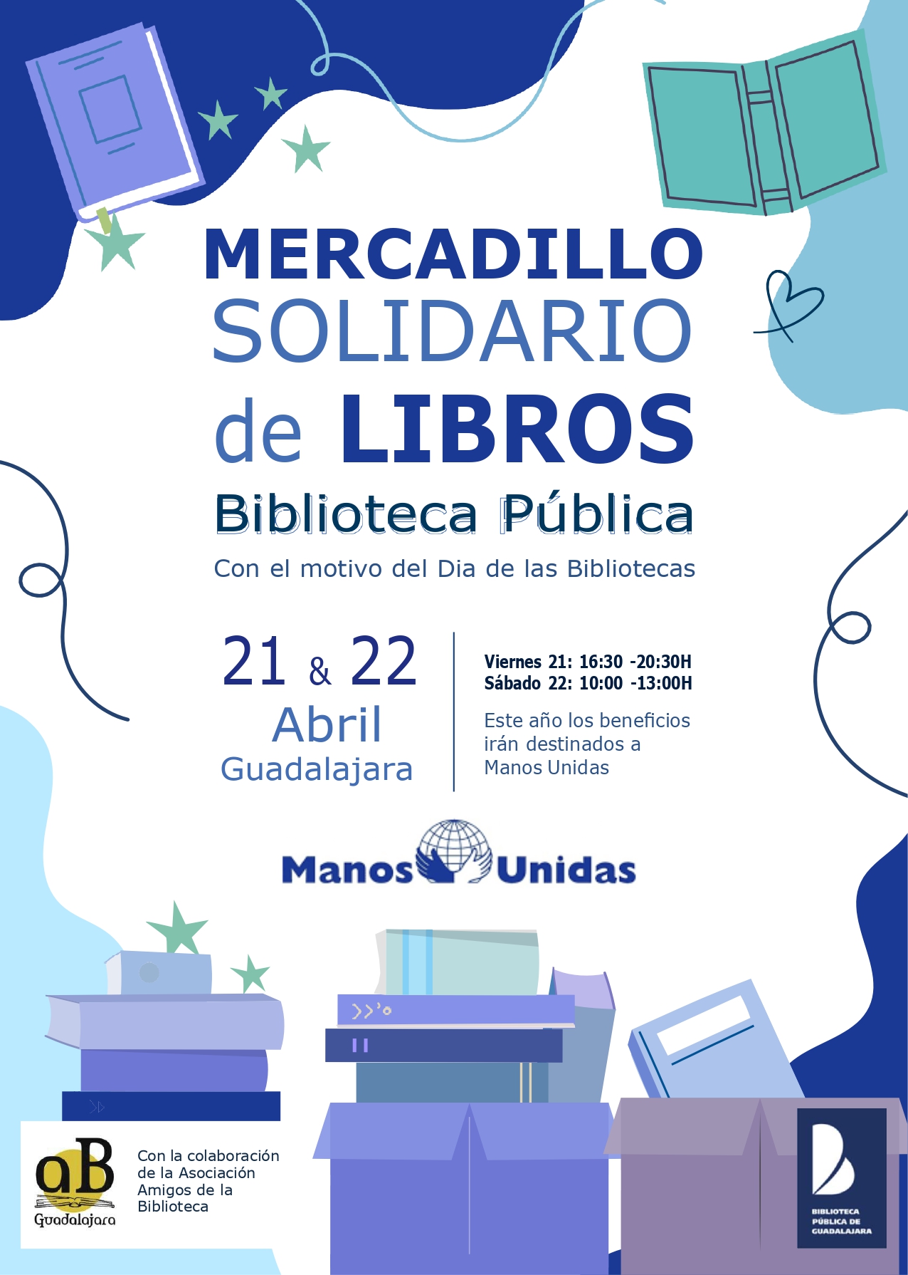 Mercadillo solidario de libros 2023. Biblioteca Pública | ONG Manos Unidas