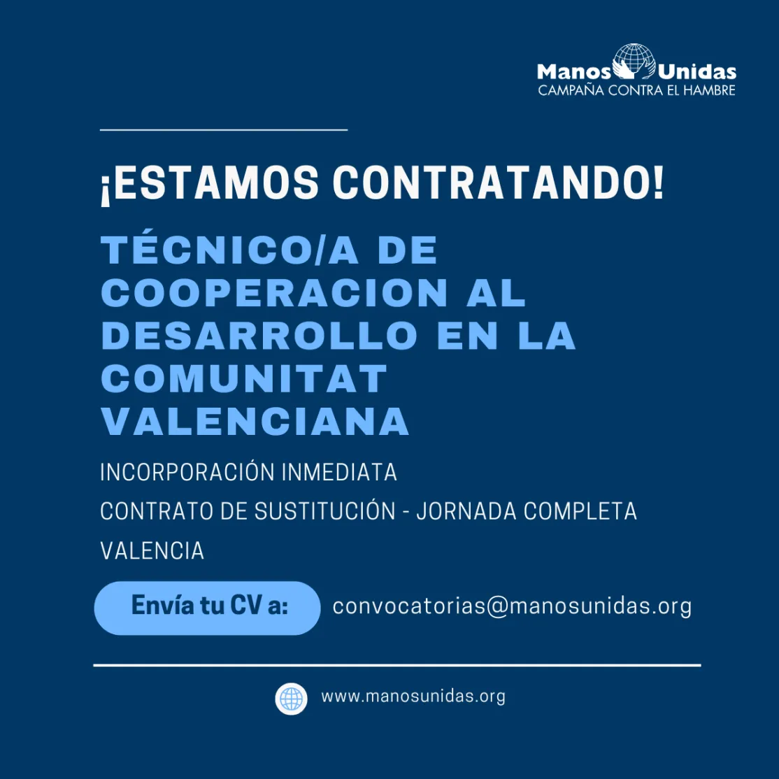 Técnico de cooperación al desarrollo en la Comunitat Valenciana