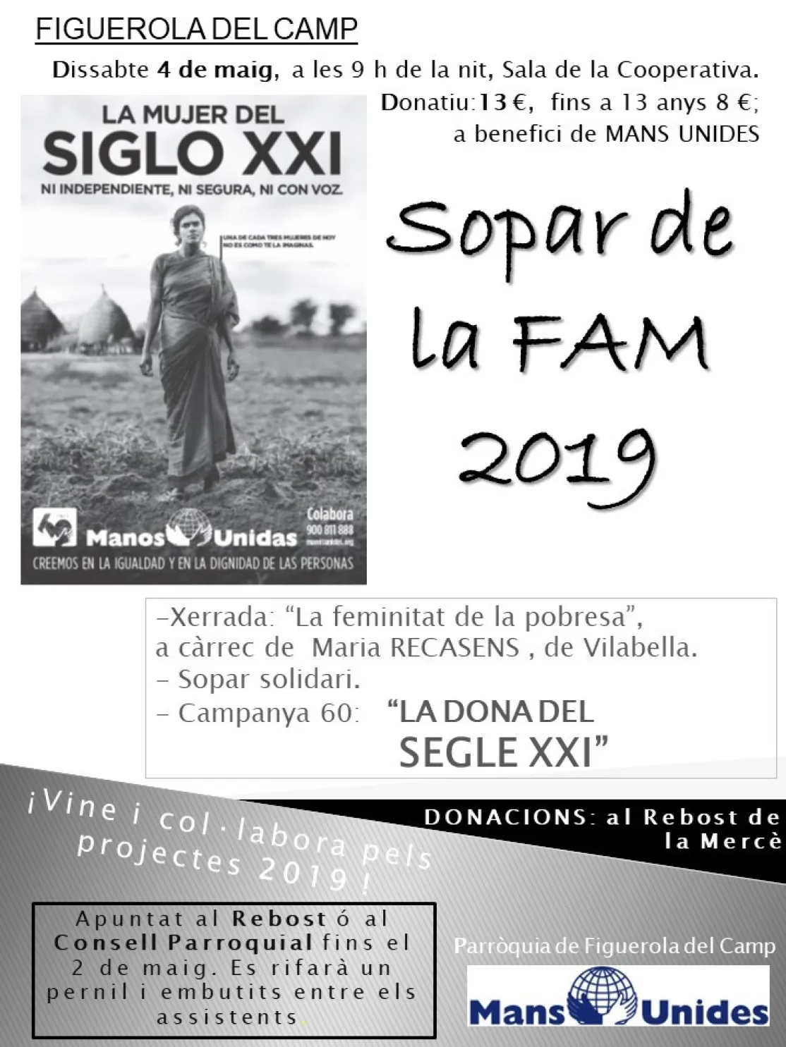 Cena Solidaria a beneficio de Manos Unidas