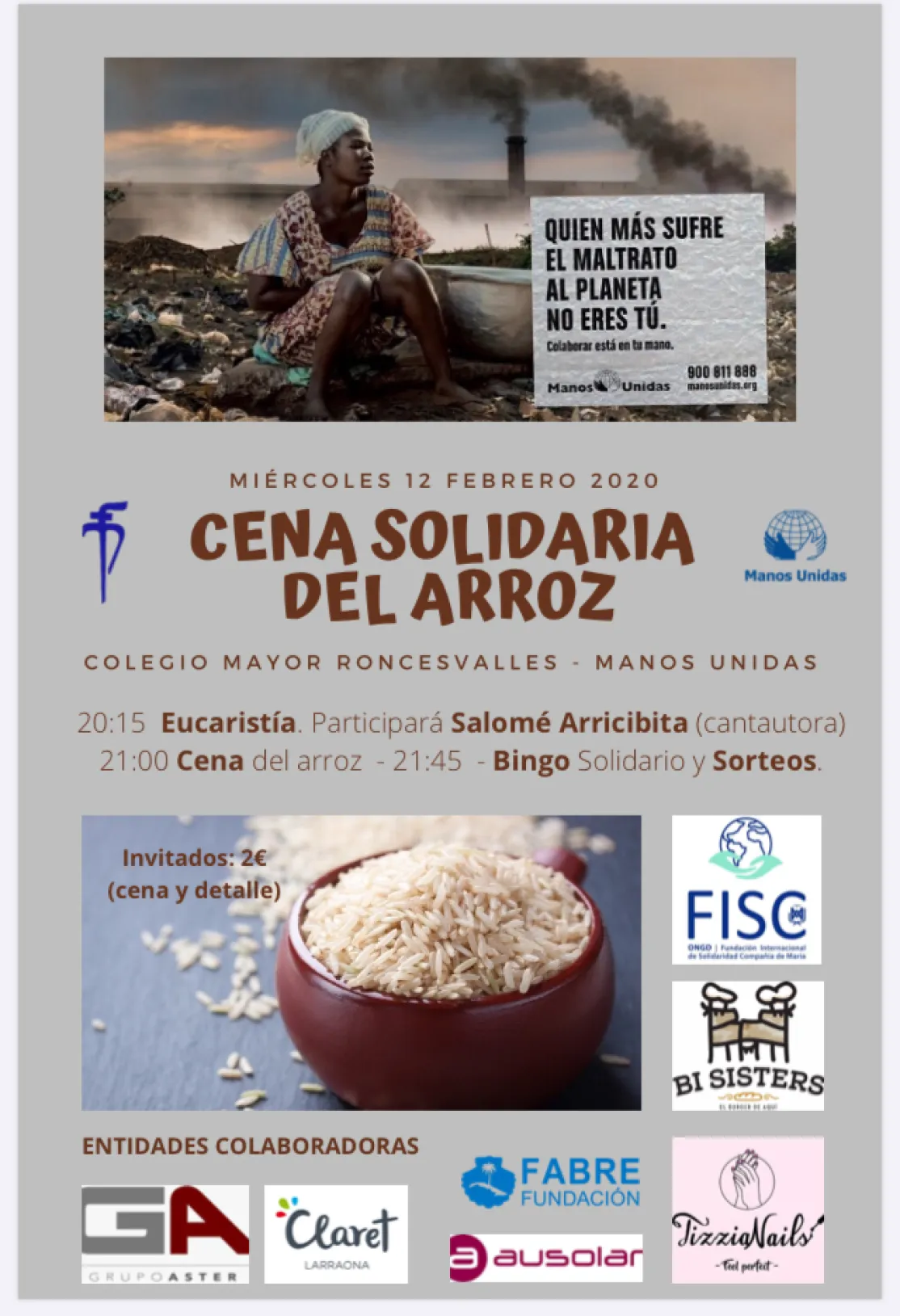 Cena solidaria del arroz en el Colegio Mayor Roncesvalles