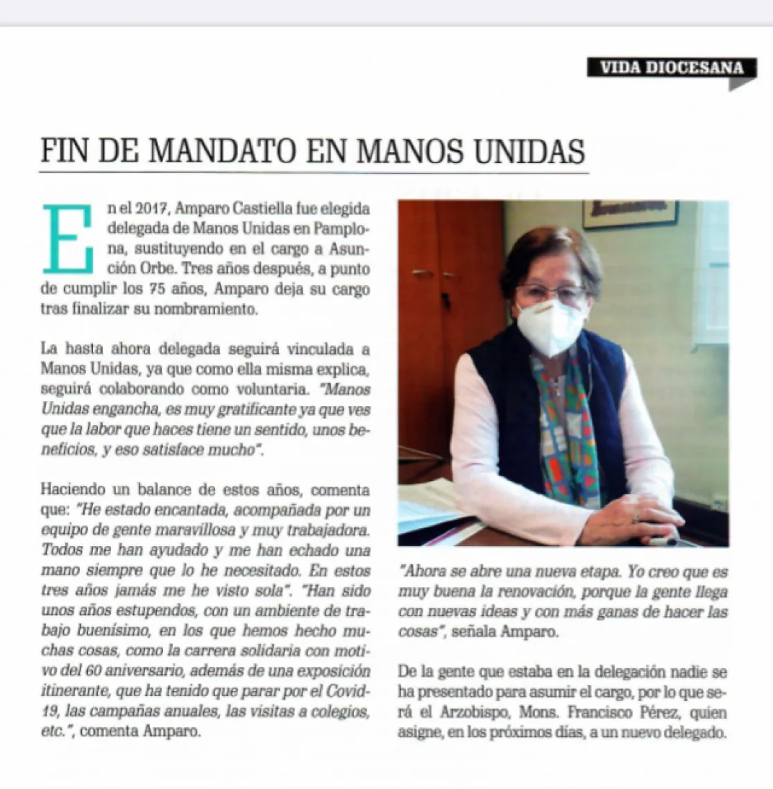 La Verdad publica el fin de mandato de Amparo Castiella en la delegación de Pamplona