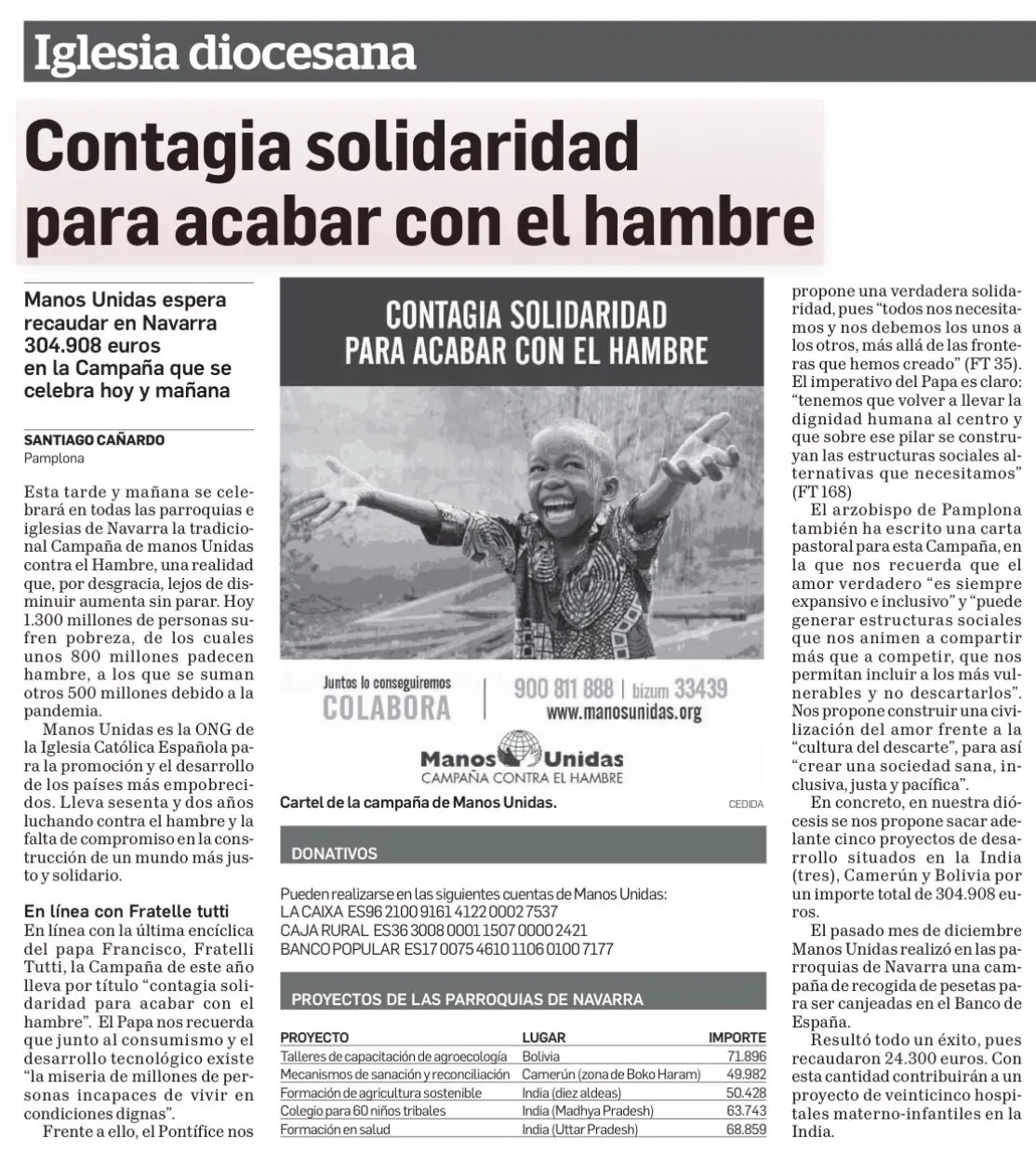 Diario de Navarra nos anima a contagiar solidaridad para acabar con el hambre 
