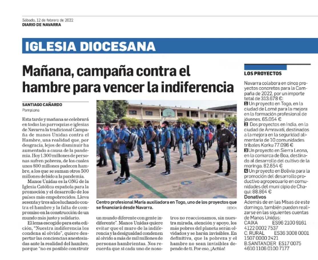 Campaña contra el hambre para vencer la Indiferencia