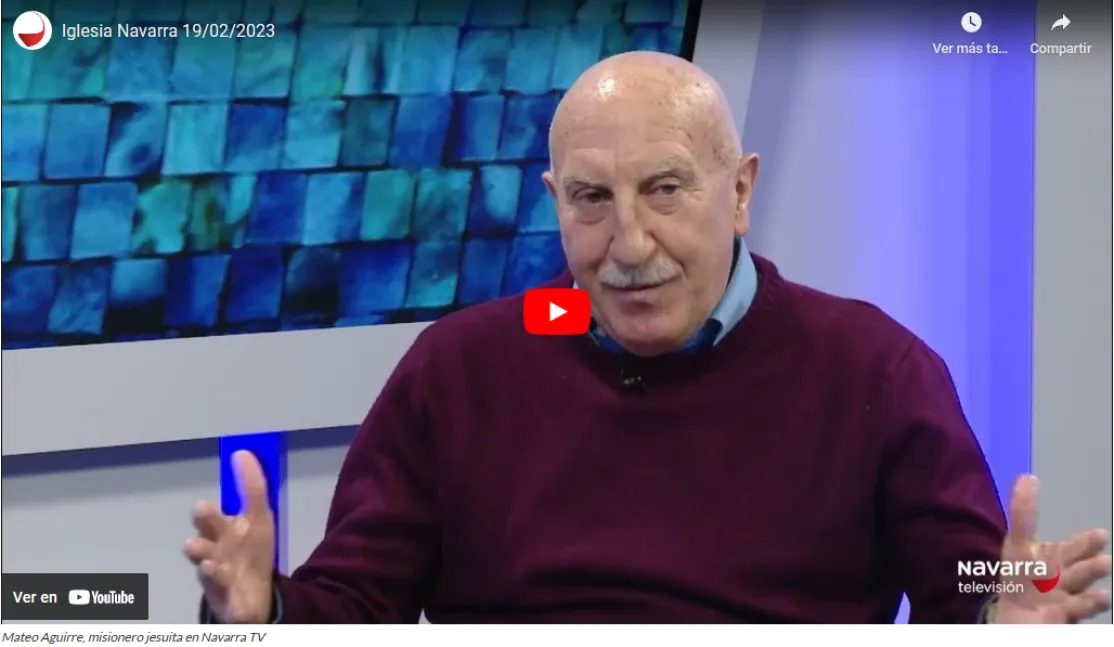 Mateo Aguirre, misionero jesuita habla en Navarra TV apoyando la Campaña de Manos Unidas en Pamplona