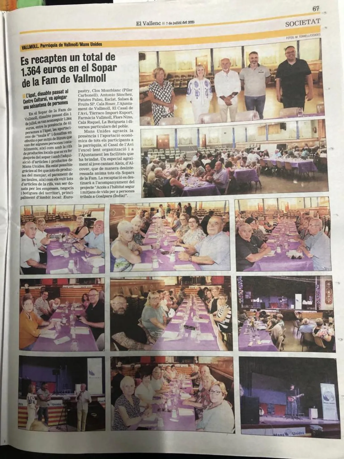 El Vallenc publica la Cena del Hambre en Vallmoll