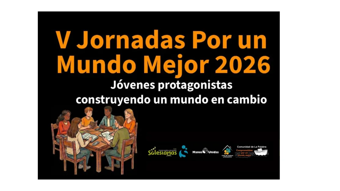 Sección del cartel de las V Jornadas por un Mundo Mejor 2026 celebradas en Telde, Gran Canaria.