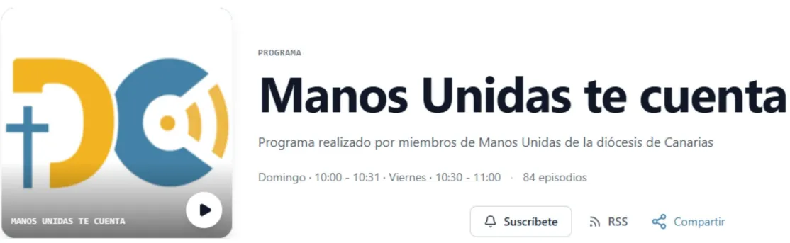 Cabecera del programa Manos Unidas te cuenta y cuenta contigo de la emisora diocesana de Canarias