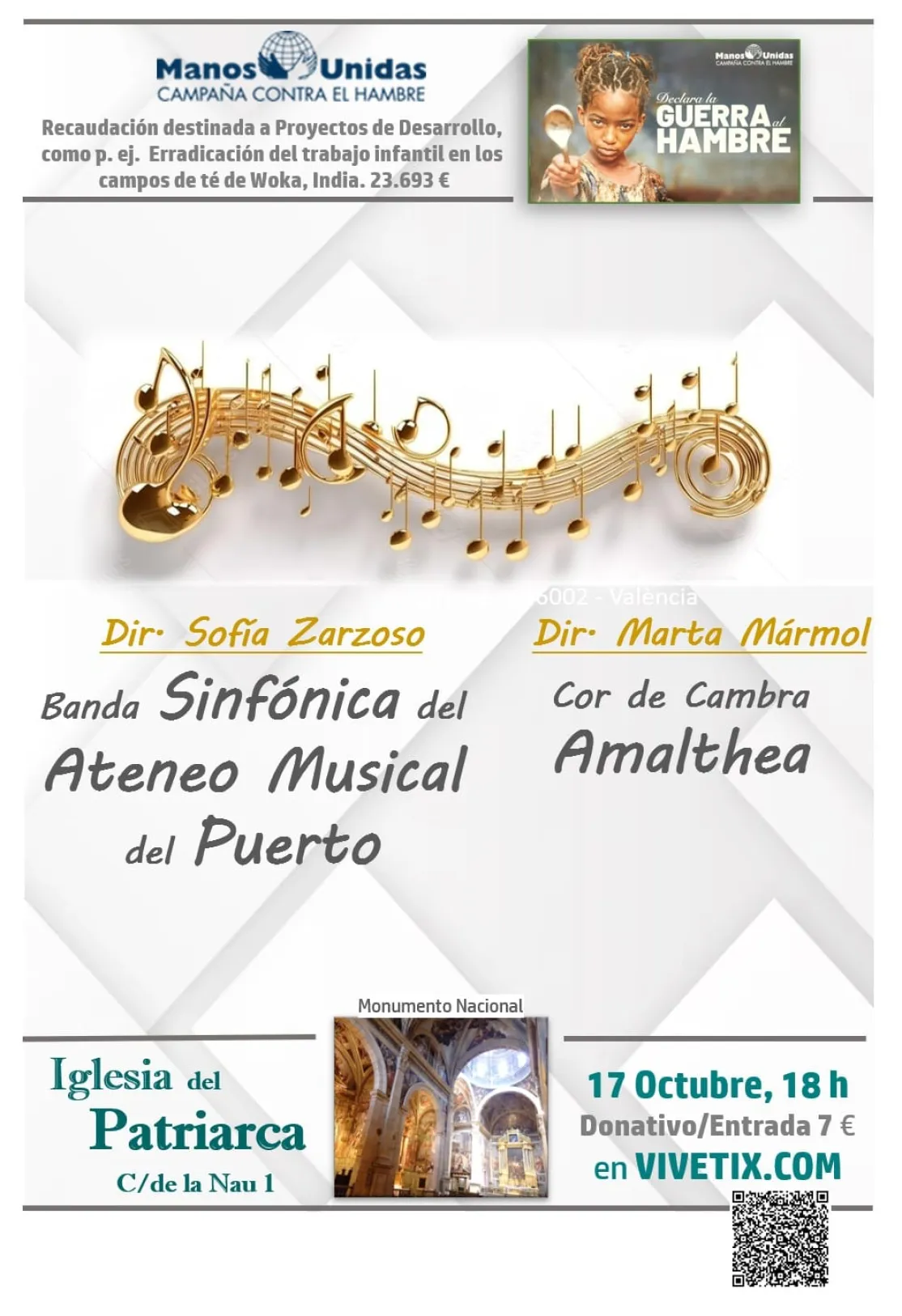 Concierto solidario en El Patriarca a favor de Manos Unidas Valencia
