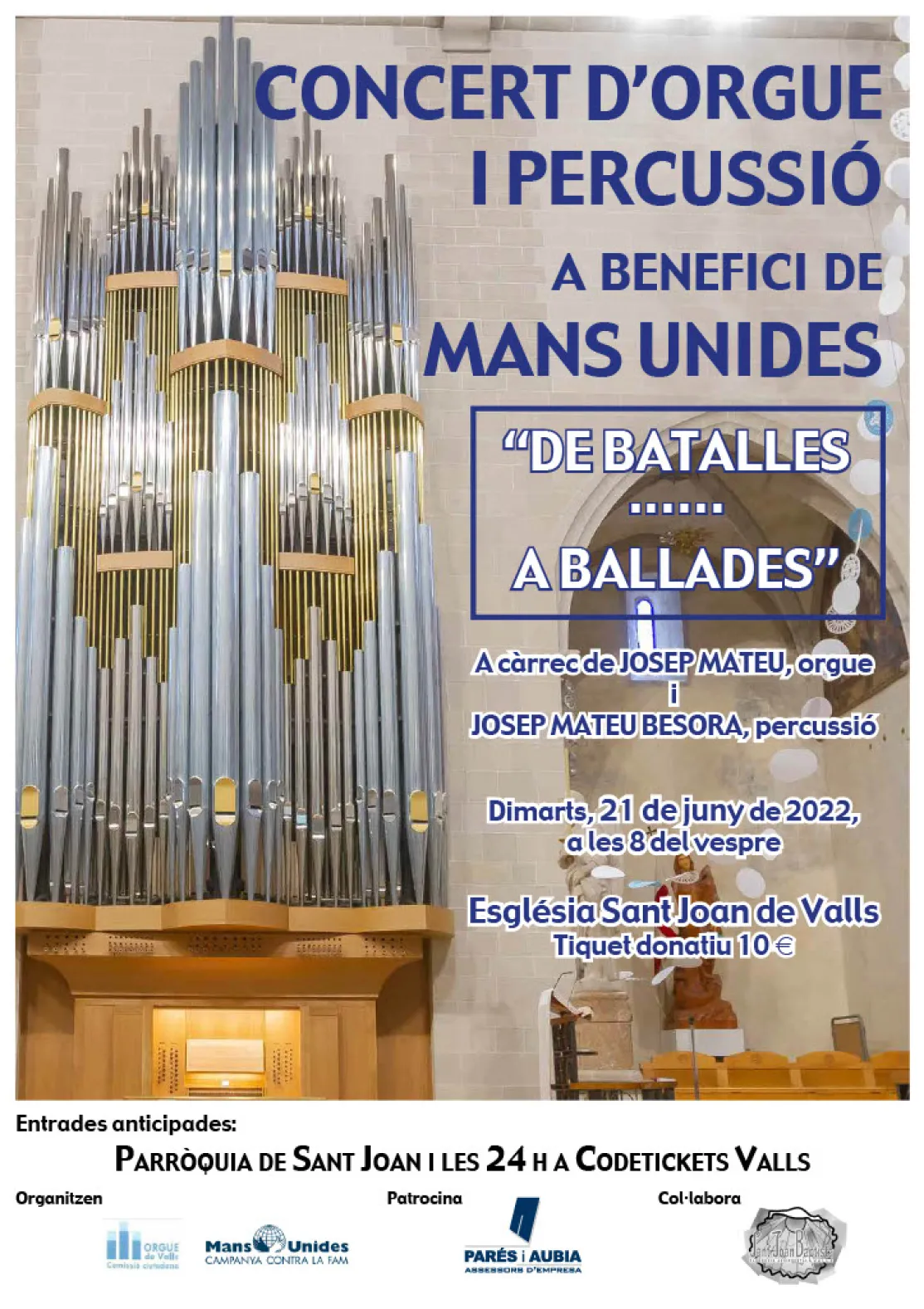 Concierto de órgano y percusión en Valls