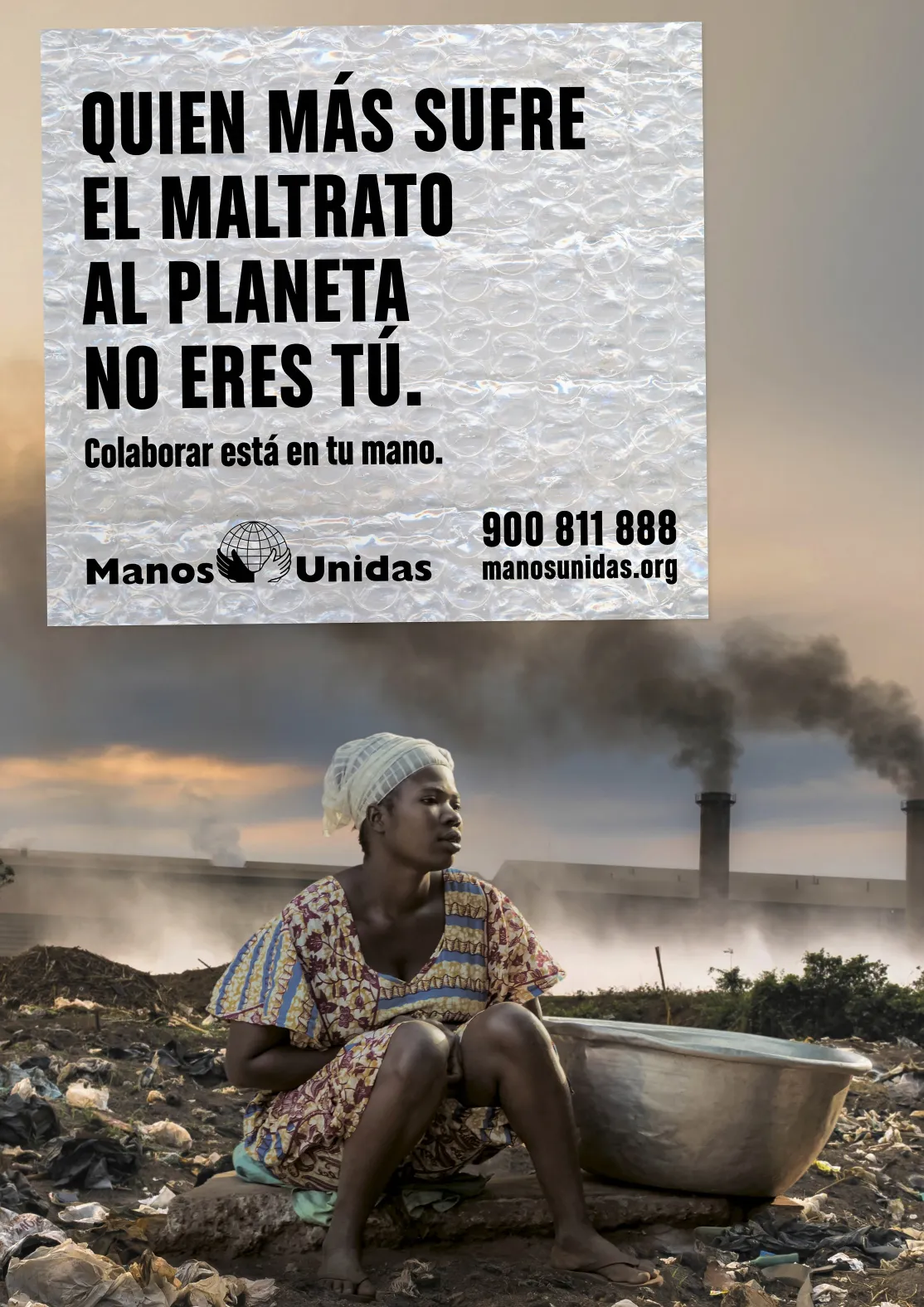 Cartel Campaña Manos Unidas 2020: "Quien más sufre el maltrato al planeta no eres tú".