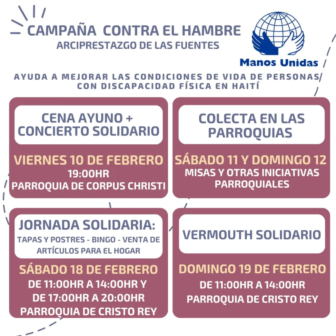 Actividades del Arciprestazgo Las Fuentes a favor de Manos Unidas