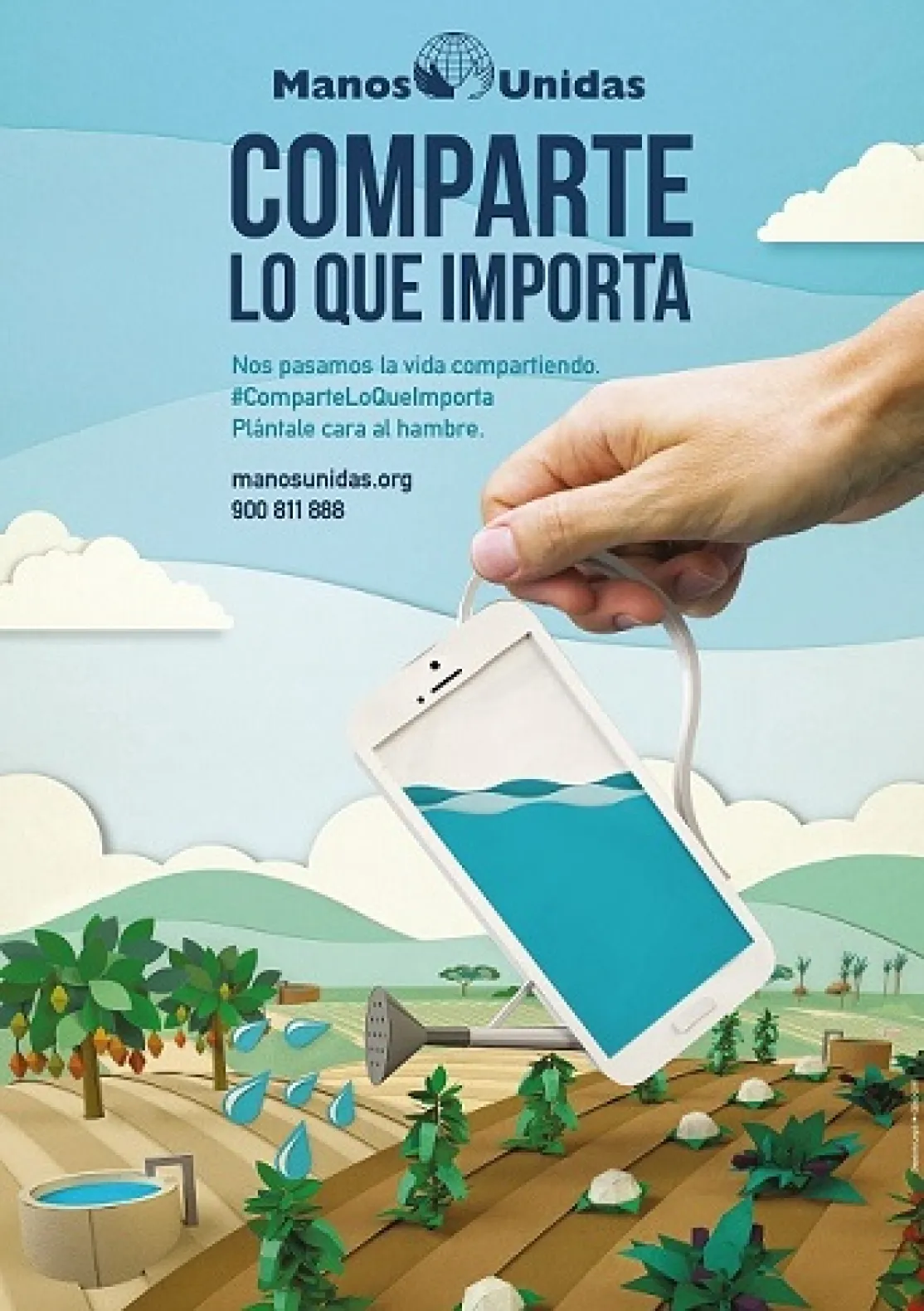 Cartel de la Campaña 59 de Manos Unidas "Comparte lo que Importa"