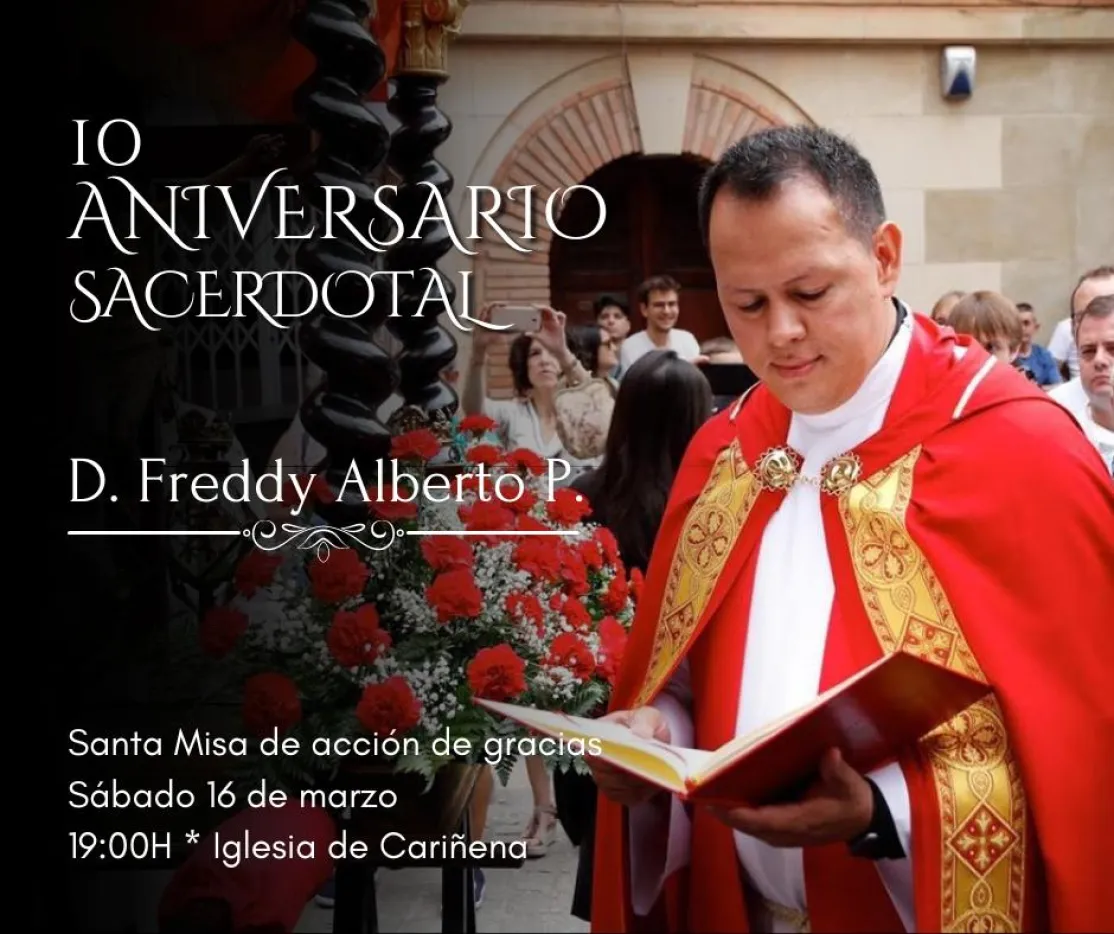 X Aniversario Sacerdotal de D. Freddy Pérez, Consiliario de Manos Unidas y párroco de Cariñena