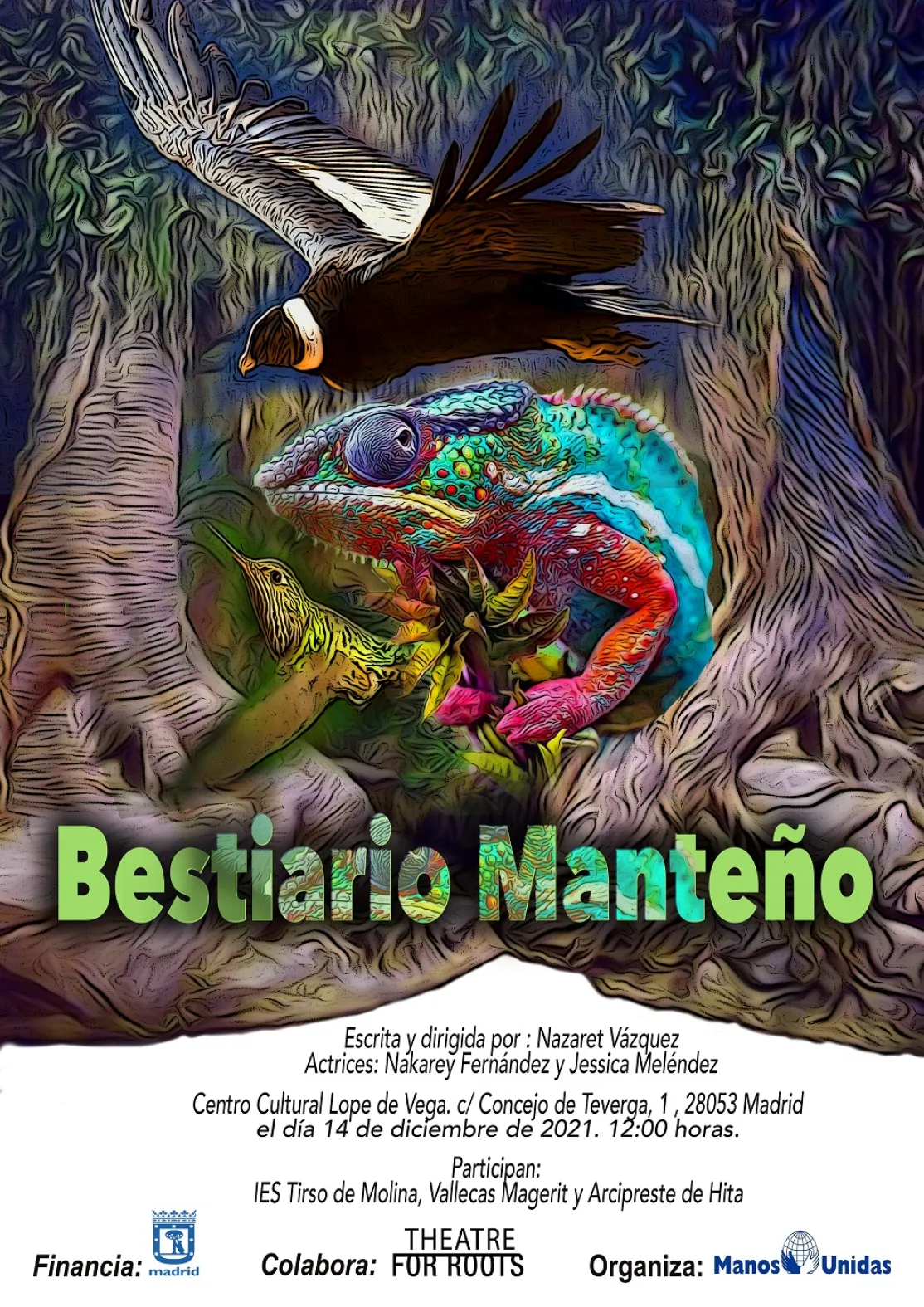 Cartel de la representación de teatro a colegios de Vallecas organizada por Manos Unidas Madrid