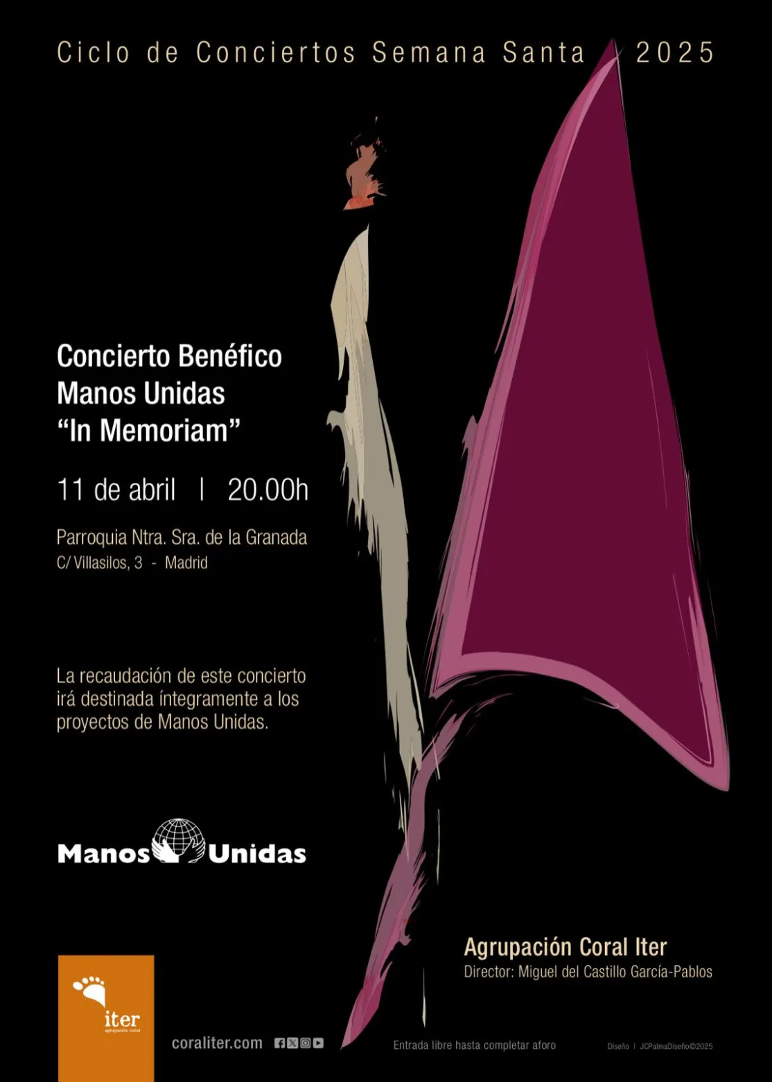 Cartel del concierto "In Memoriam" de la Coral ITER a beneficio de Manos Unidas en 2025