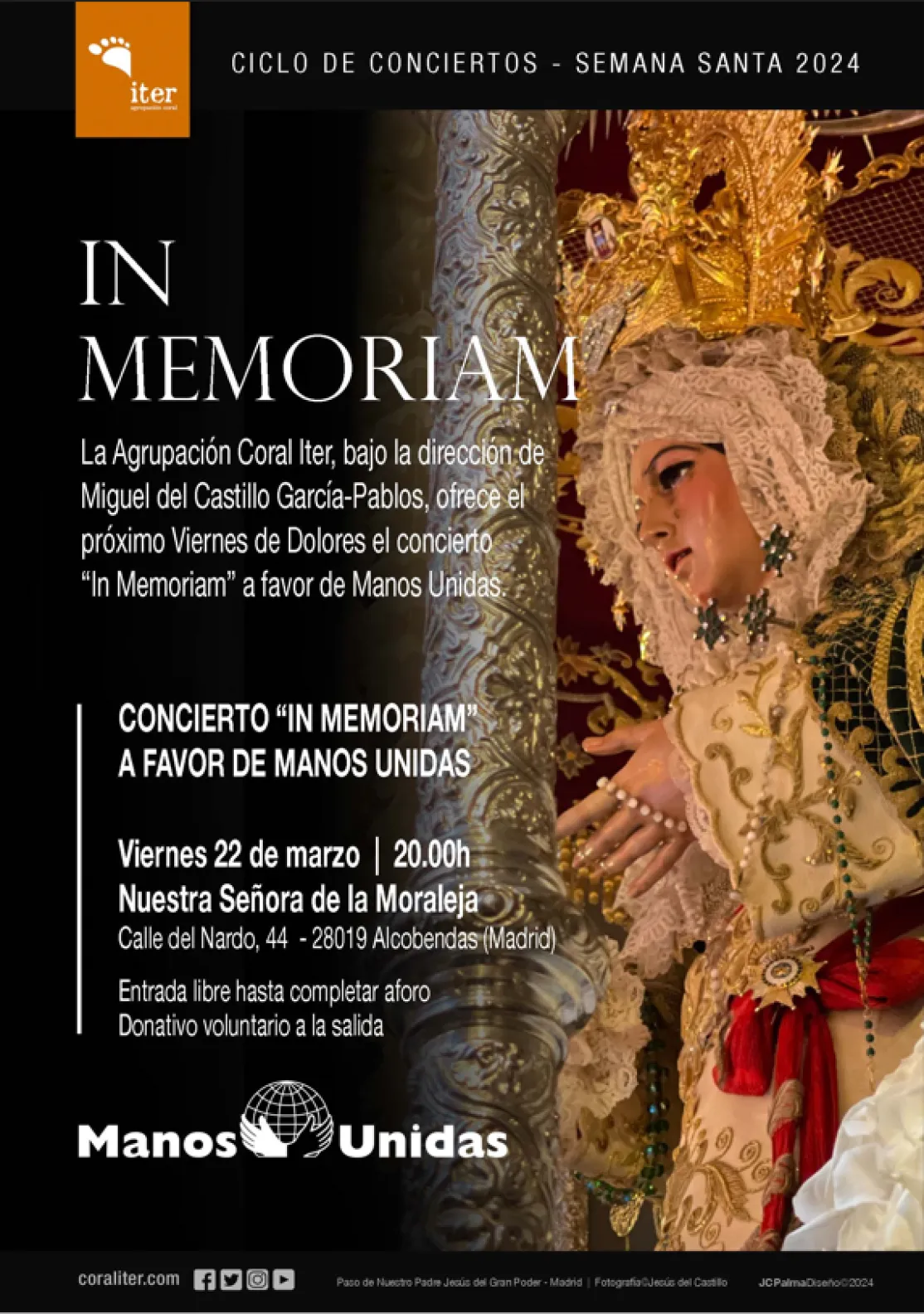 Cartel del concierto "In Memoriam" de la Coral ITER a beneficio de Manos Unidas