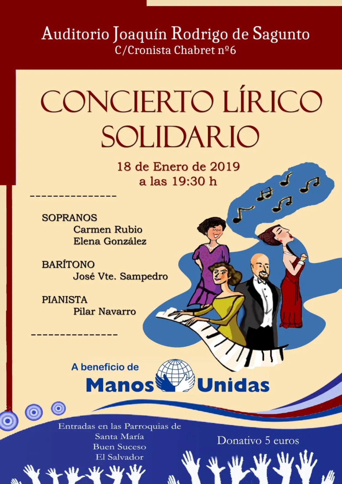 Concierto Lírico Solidario organizado por Manos Unidas Sagunto.