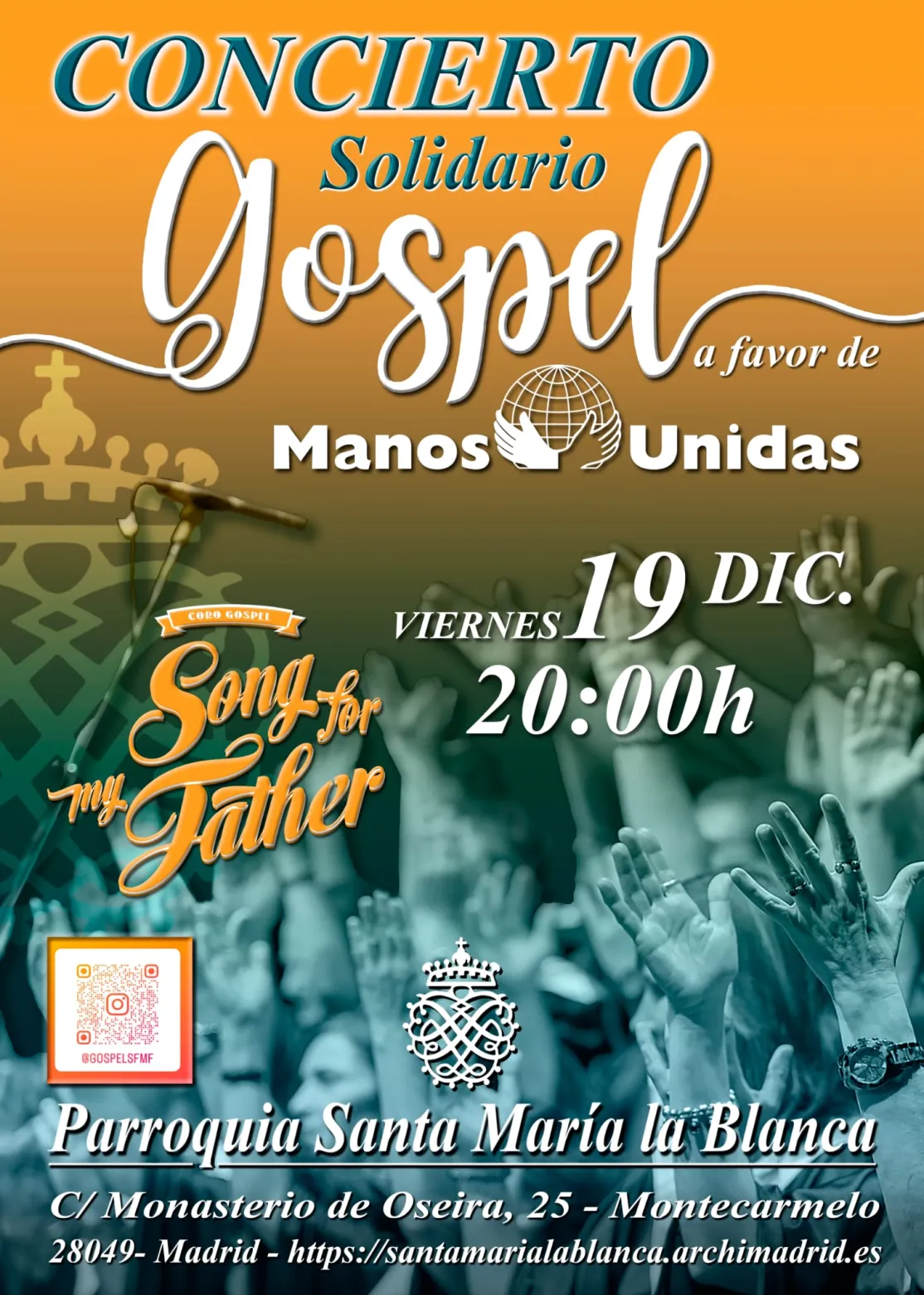 Cartel del concierto de Song for my Father a beneficio de Manos Unidas 2025