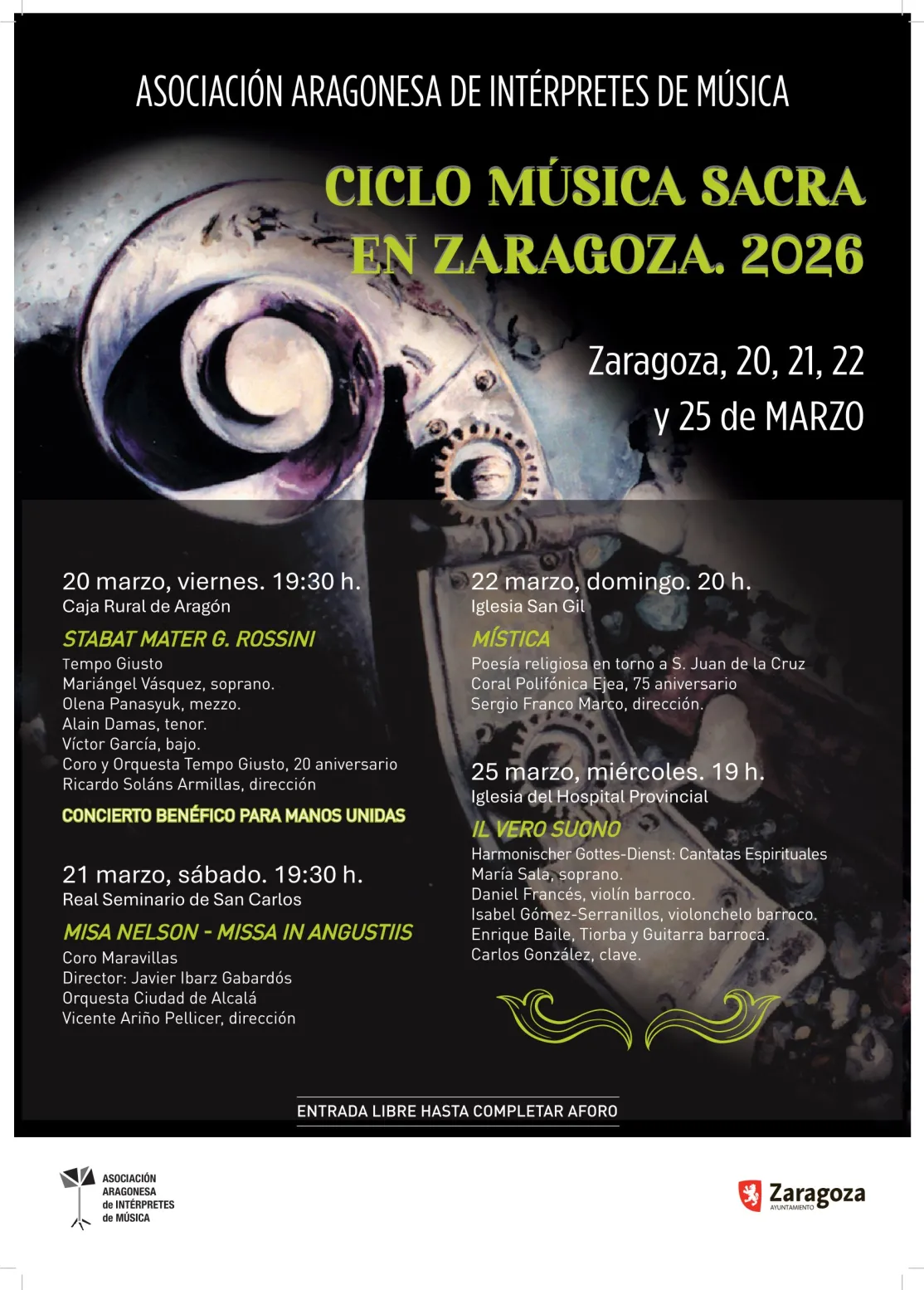 Cartel del Ciclo Música Sacra en Zaragoza. 2026