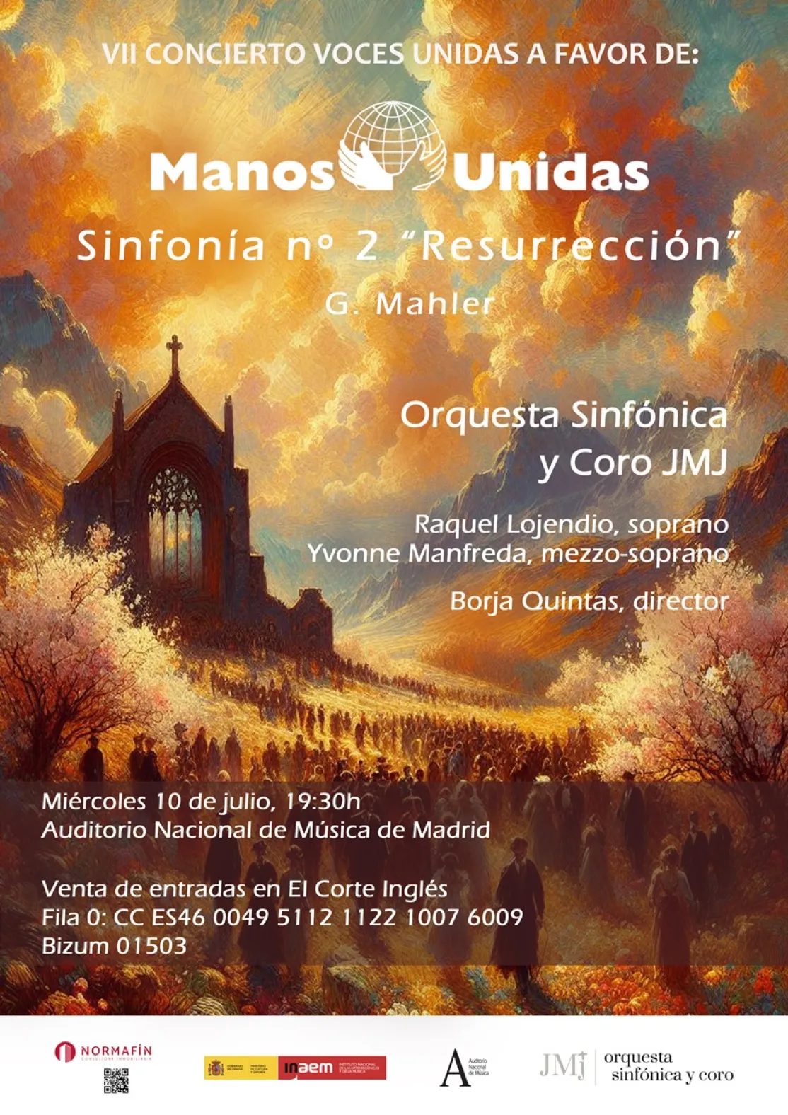 Cartel del VII concierto Voces Unidas de la orquesta de la JMJ a favor de Manos Unidas