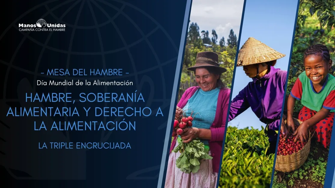 Cartel anunciador del encuentro «Hambre, soberanía alimentaria y derecho a la alimentación, la triple encrucijada»