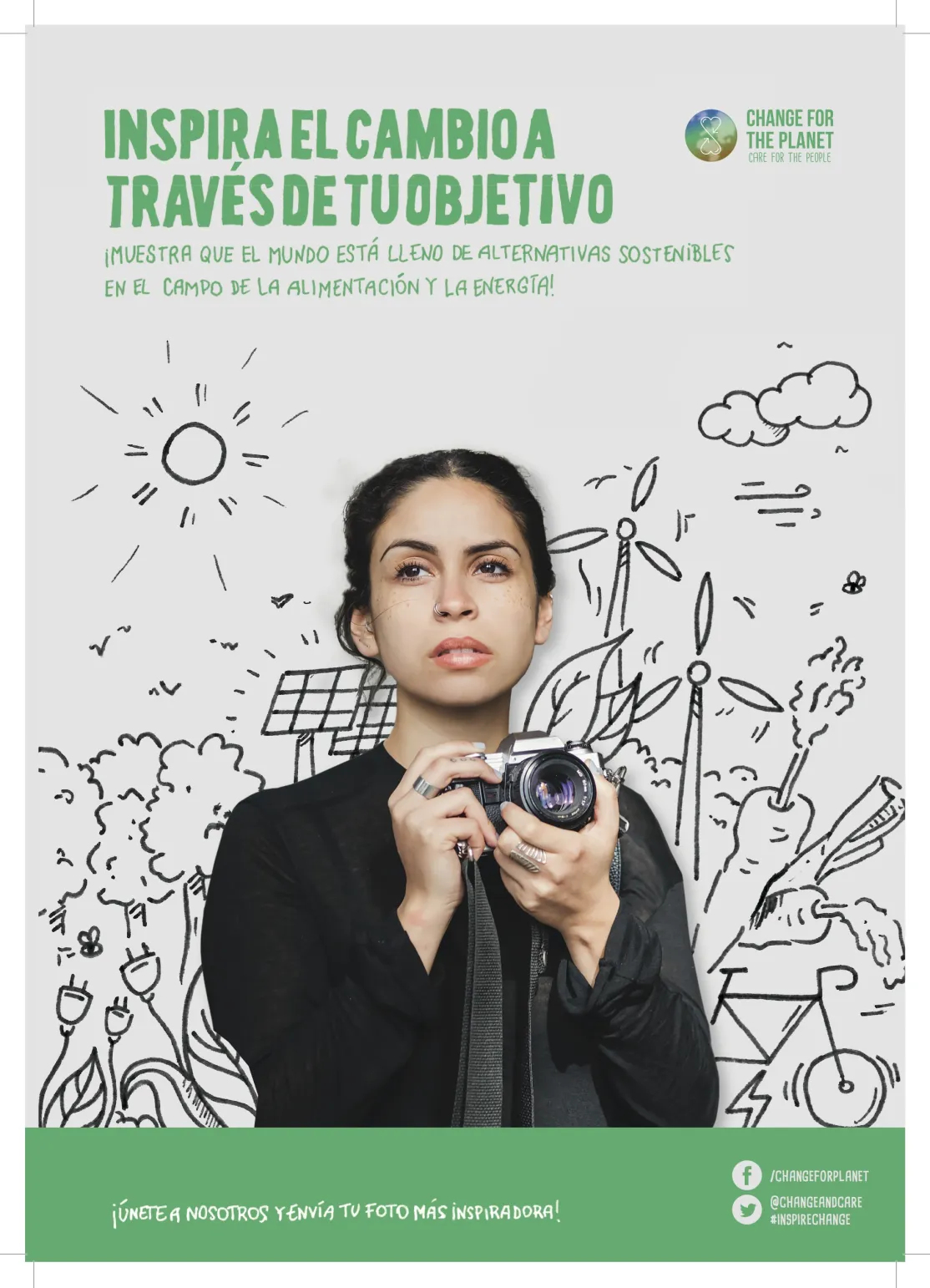 Cartel del concurso "Inspira el cambio a través de tu objetivo #INspireChange"