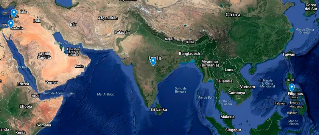 Mapa de los proyectos de emergencia contra el coronavirus en Asia