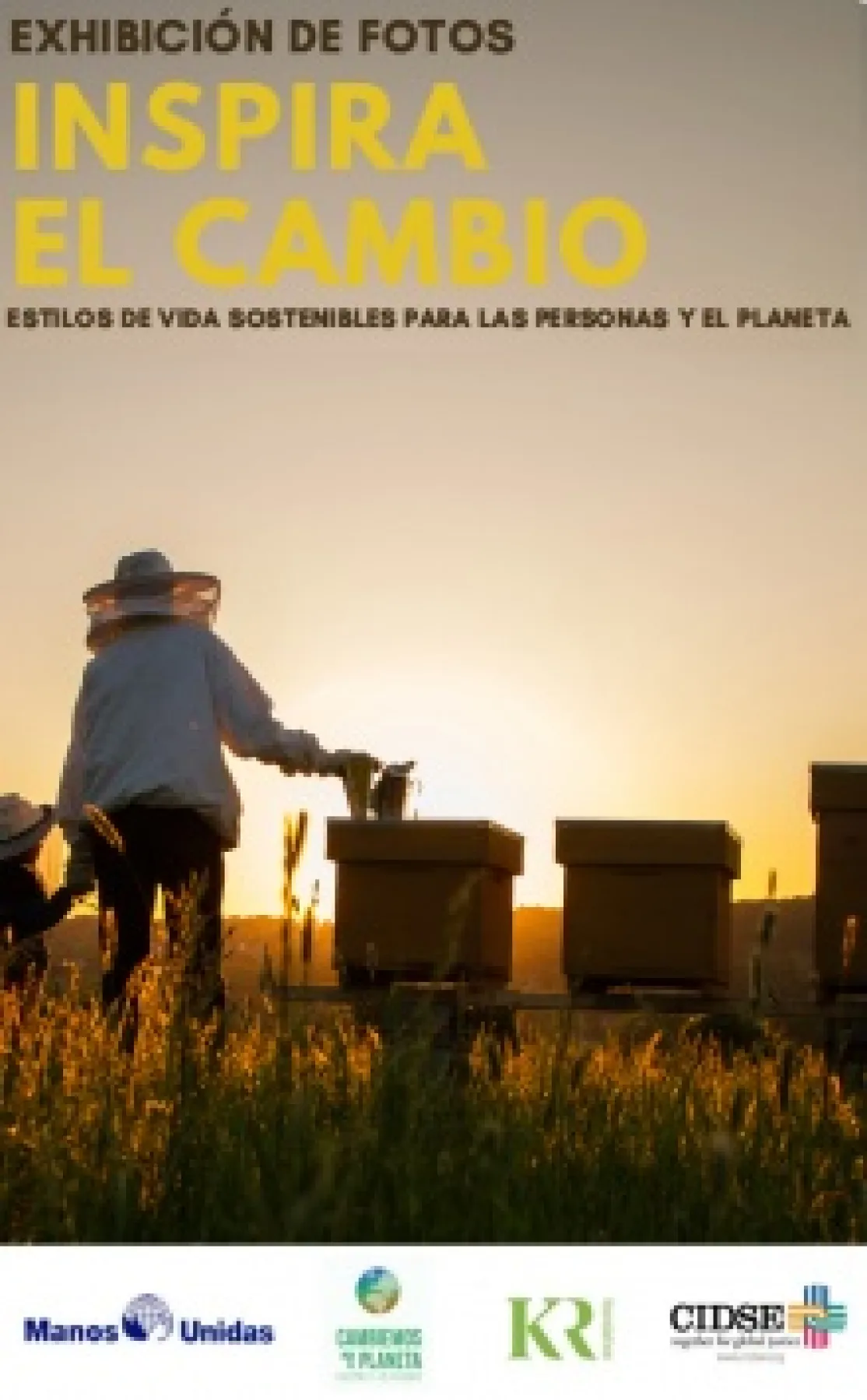 Cartel de la exposición itinerante "Inspira el Cambio" #inspierchange que Manos Unidas está realizando en 5 ciudades españolas