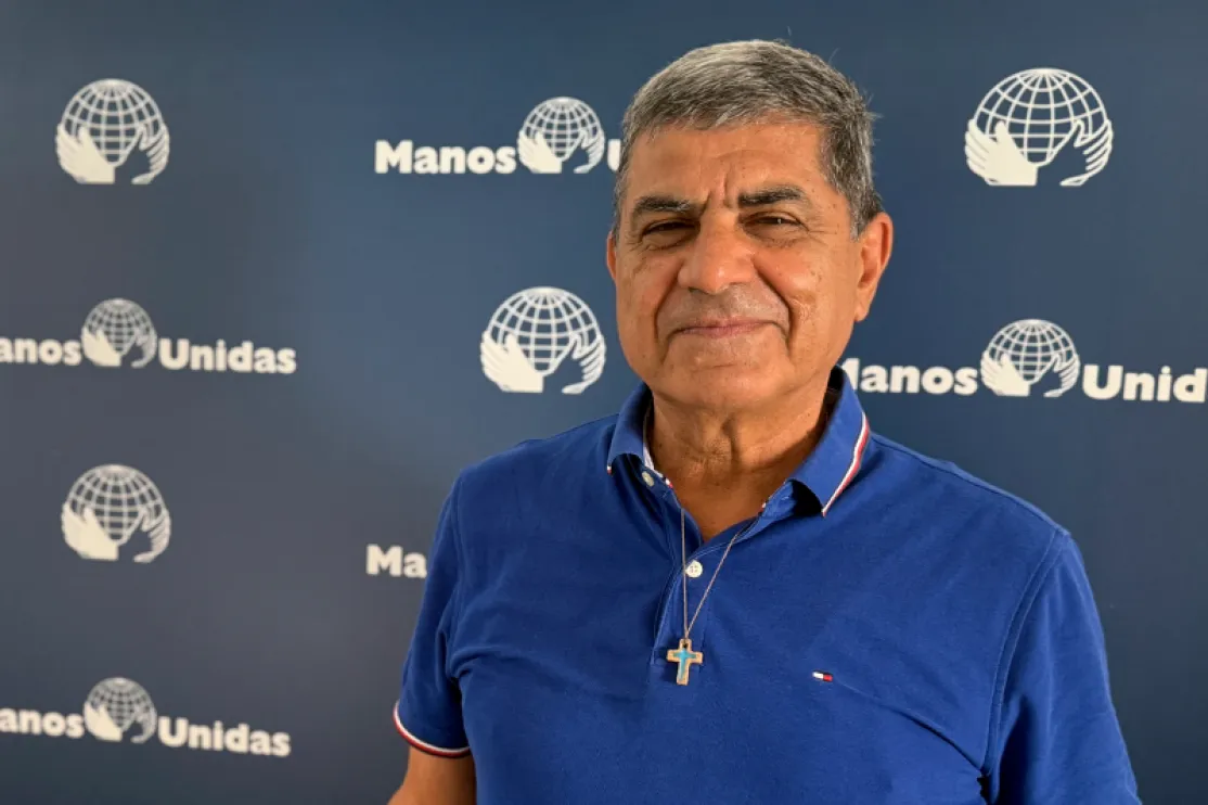 George Sabe, durante su visita a los servicios centrales de Manos Unidas. Fotografía: Alberto Fernández