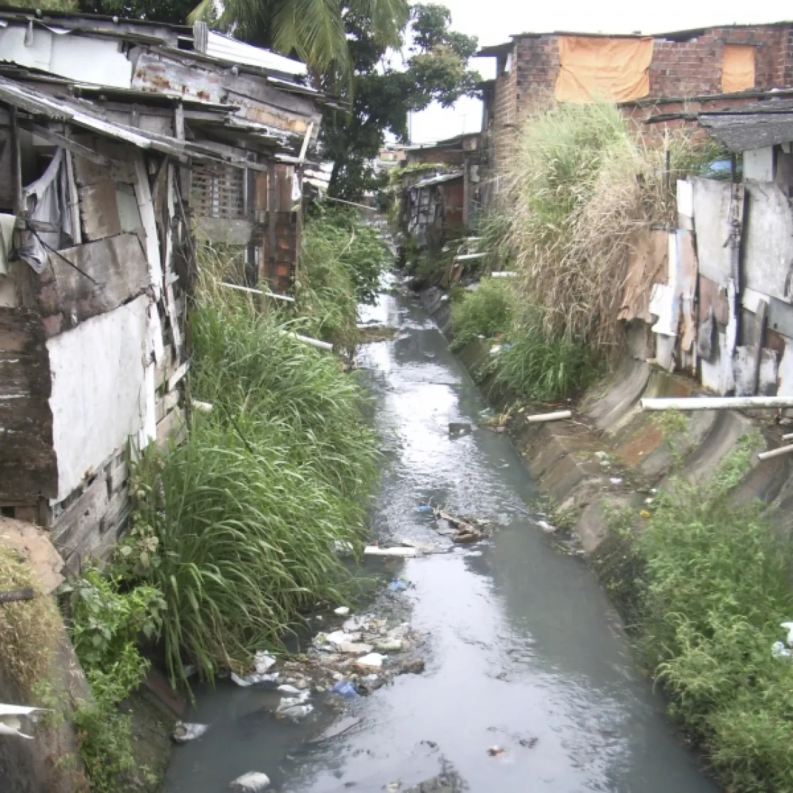 Un canal inundado en Brasil muestra la subida de las aguas. | Imagen: Manos Unidas.