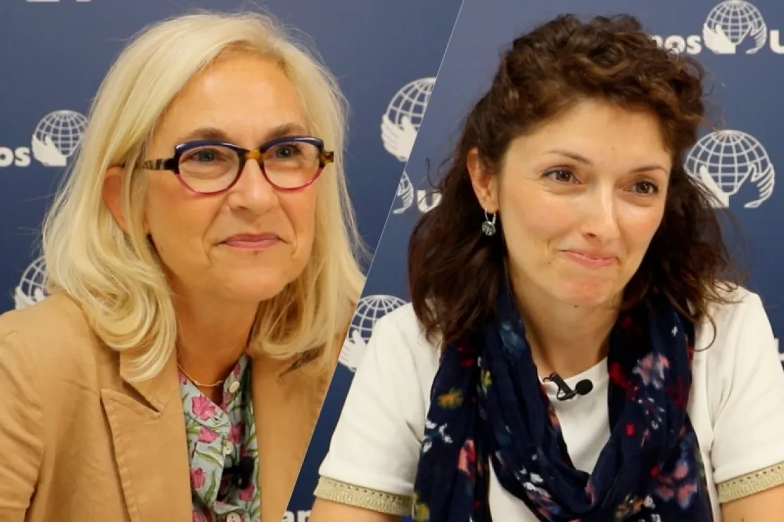 Las representantes del dicasterio, en su visita a los Servicios Centrales de Manos Unidas. Foto: Manos Unidas/Marta Carreño
