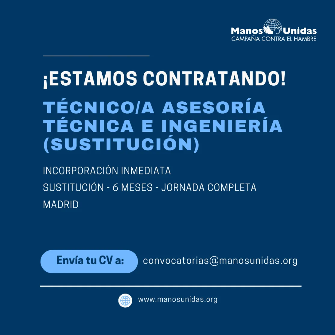 Convocatoria Técnico/a Departamento de Asesoría  Técnica e Ingeniería