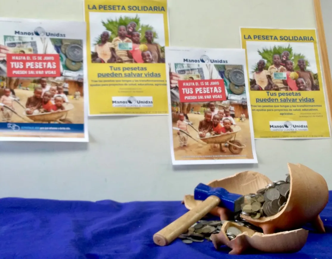 Campaña "Tus pesetas pueden salvar vidas" de Manos Unidas
