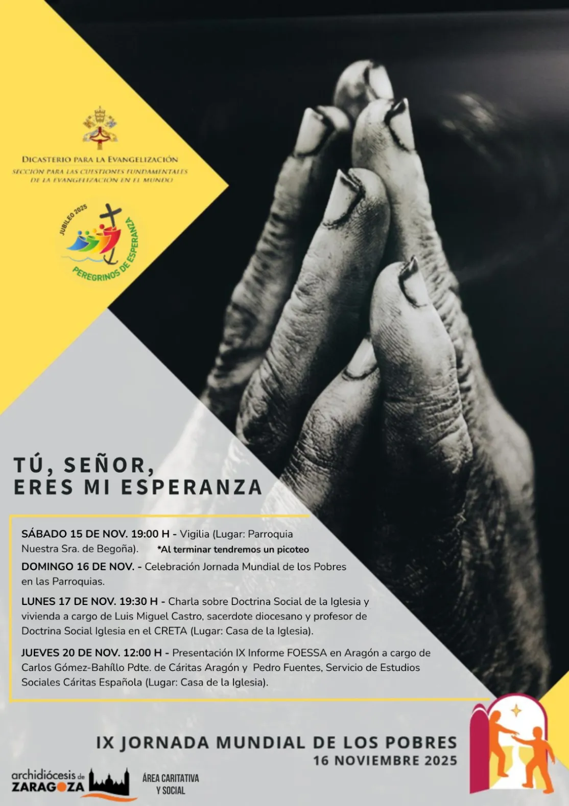 Cartel IX Jornada Mundial de los Pobres en la Diocesis de Zaragoza