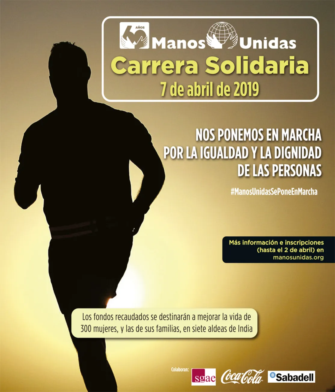 Cartel oficial de la carrera solidaria del 60 aniversario de Manos Unidas