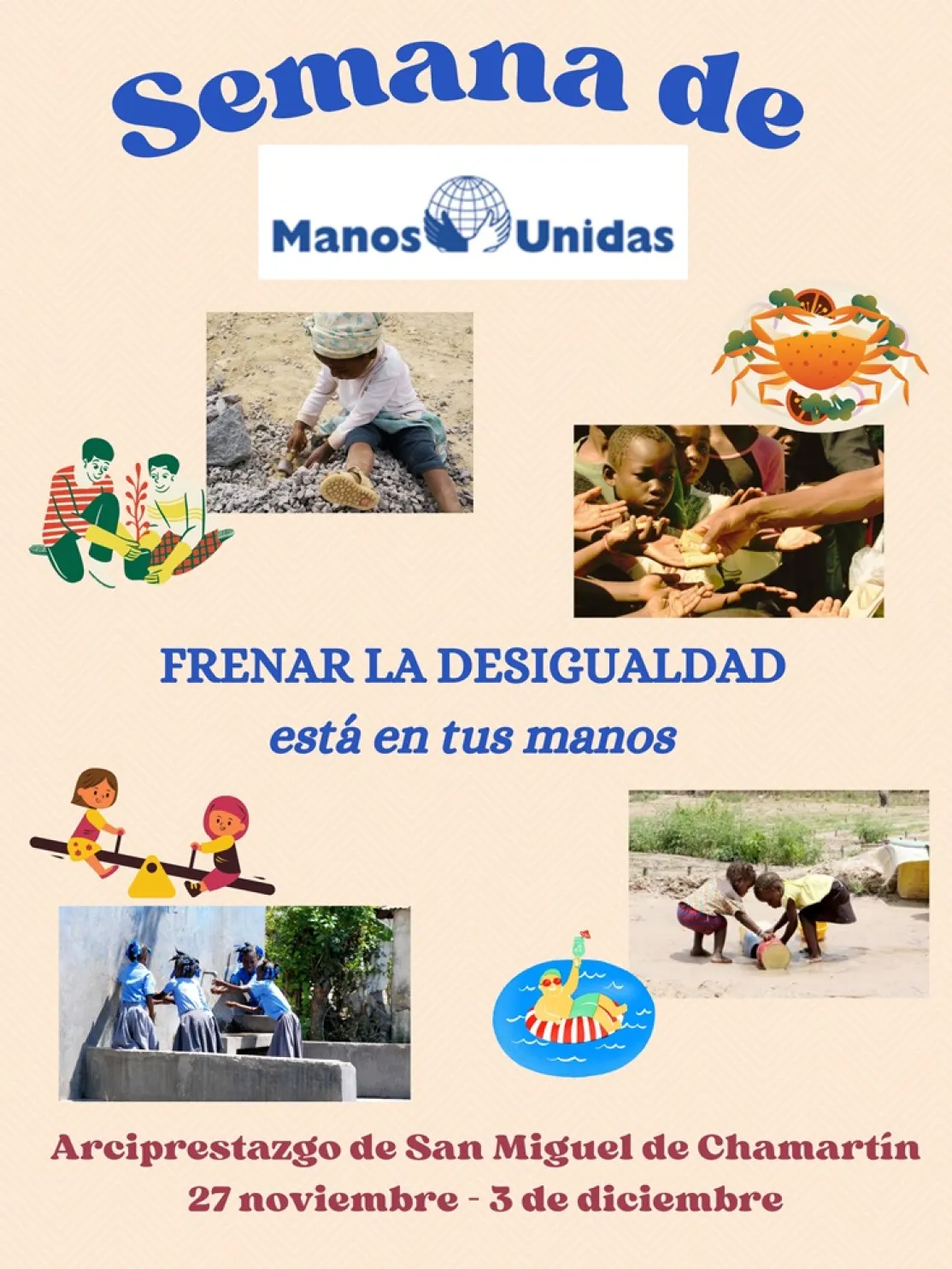 Cartel de la Semana de Manos Unidas en el arciprestazgo de San Miguel de Chamartín de Madrid