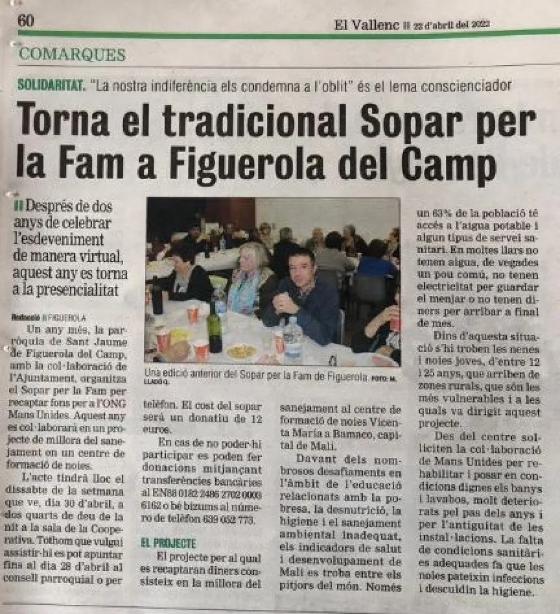 Cena Solidaria en Figuerola del Camp