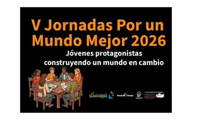 Sección del cartel de las V Jornadas por un Mundo Mejor 2026 celebradas en Telde, Gran Canaria.