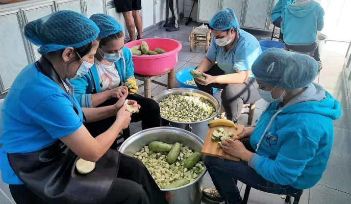 Trabajo de los Maristas azules durante la guerra de Siria. Foto: Manos Unidas/Maristas Azules