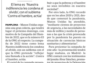 Diario de Noticias anuncia la Campaña 63 de Manos Unidas