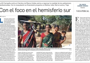 Diario de Navarra en su contraportada nos recuerda 'Poner el foco en el hemisferio sur'