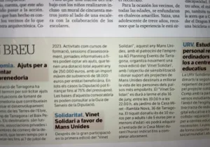El Diari de Tarragona se hace eco de la II edición del "Vinito solidario"