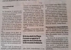 Presentación Feria Economía Social y Fiesta Comercio Justo en Tarragona