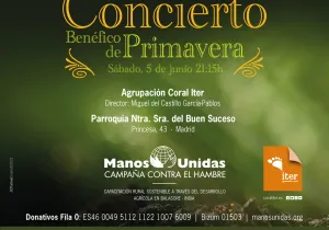 Cartel del Concierto de Primavera 2021 a beneficio de Manos Unidas