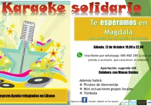 Cartel del karaoque en San Agustin de Guadalix a benefico de Manos Unidas