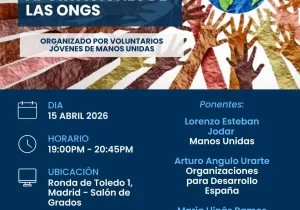 Cartel de la mesa redonda organizada por los jóvenes de Manos Unidas Madrid y la Universidad Carlos III 