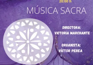 Cartel del concierto MUSICA SACRA en la parroquia de la Santa Cruz a favor de Manos Unidas 
